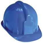 Capacetes de construção azuis